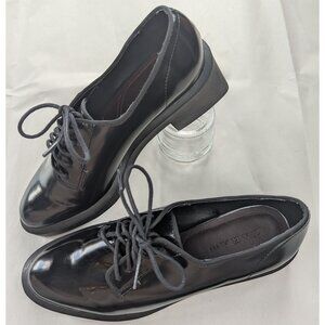 ZARA Chunky Heeled Black Patent Leather Oxfords | EU38 / US 7.5